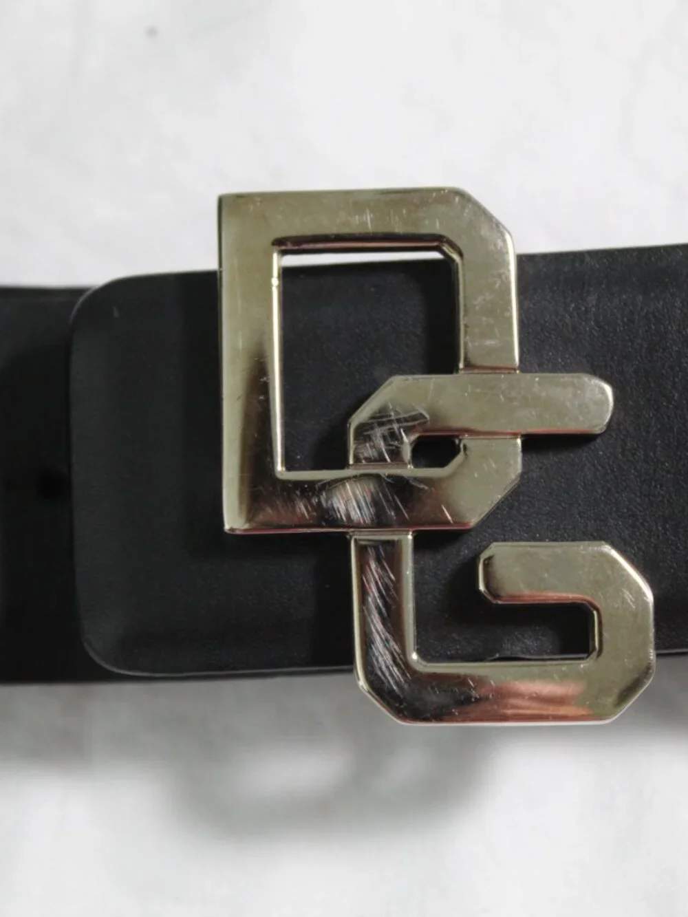 Dolce & Gabbana Black Leather DG Silver Hardware Belt 38 95 cm